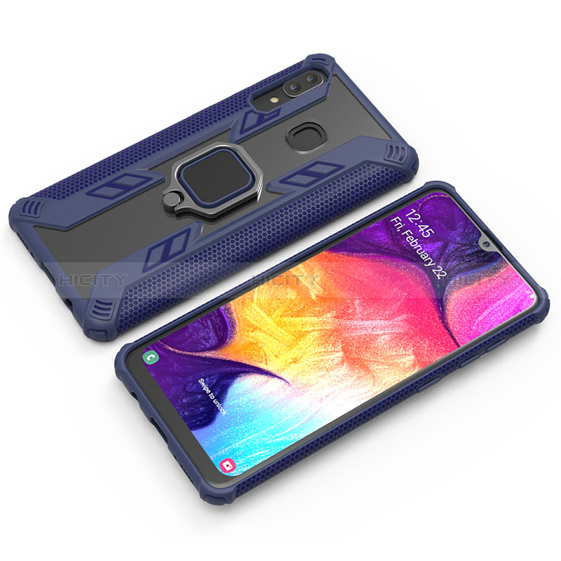 Funda Bumper Silicona y Plastico Mate Carcasa con Magnetico Anillo de dedo Soporte S03 para Samsung Galaxy A20