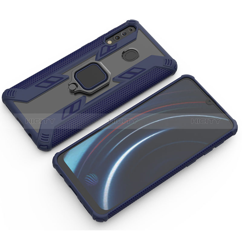 Funda Bumper Silicona y Plastico Mate Carcasa con Magnetico Anillo de dedo Soporte S03 para Samsung Galaxy A40s
