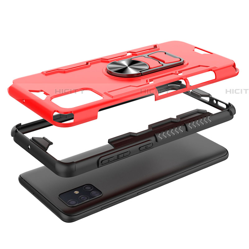 Funda Bumper Silicona y Plastico Mate Carcasa con Magnetico Anillo de dedo Soporte S03 para Samsung Galaxy A51 5G