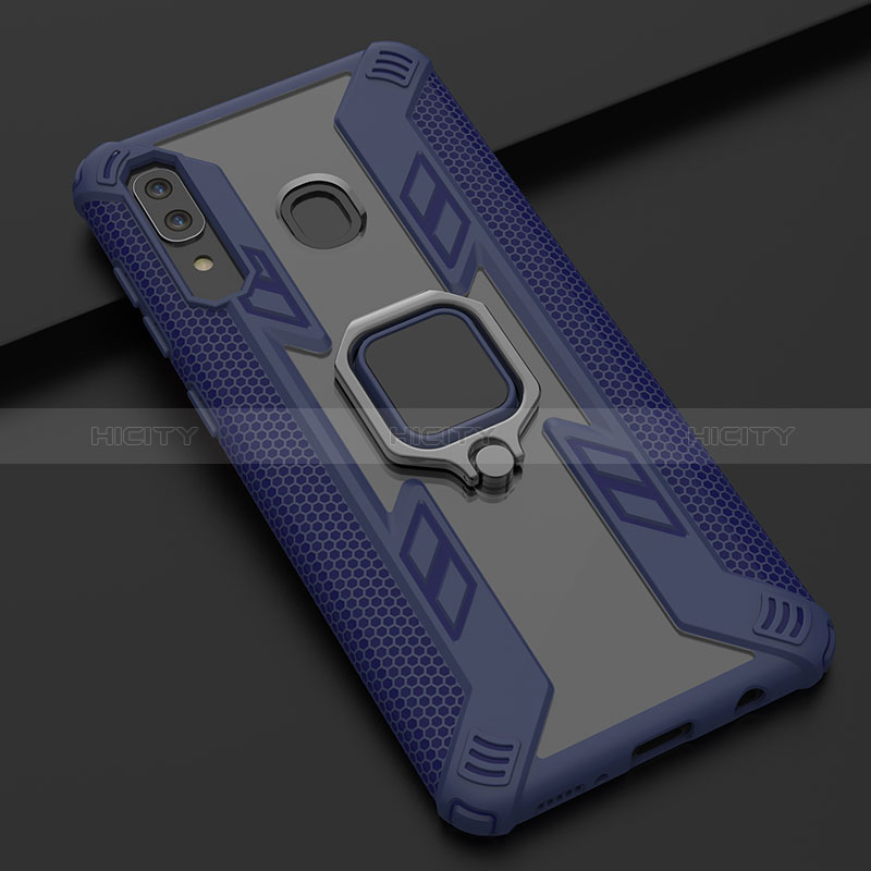 Funda Bumper Silicona y Plastico Mate Carcasa con Magnetico Anillo de dedo Soporte S03 para Samsung Galaxy M10S