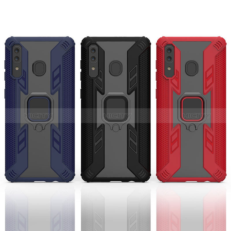 Funda Bumper Silicona y Plastico Mate Carcasa con Magnetico Anillo de dedo Soporte S03 para Samsung Galaxy M10S