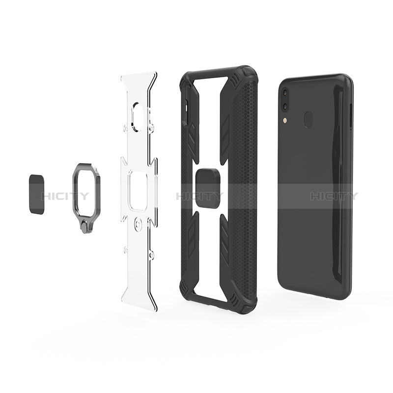 Funda Bumper Silicona y Plastico Mate Carcasa con Magnetico Anillo de dedo Soporte S03 para Samsung Galaxy M20