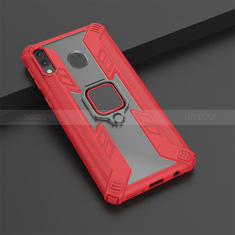 Funda Bumper Silicona y Plastico Mate Carcasa con Magnetico Anillo de dedo Soporte S03 para Samsung Galaxy M20