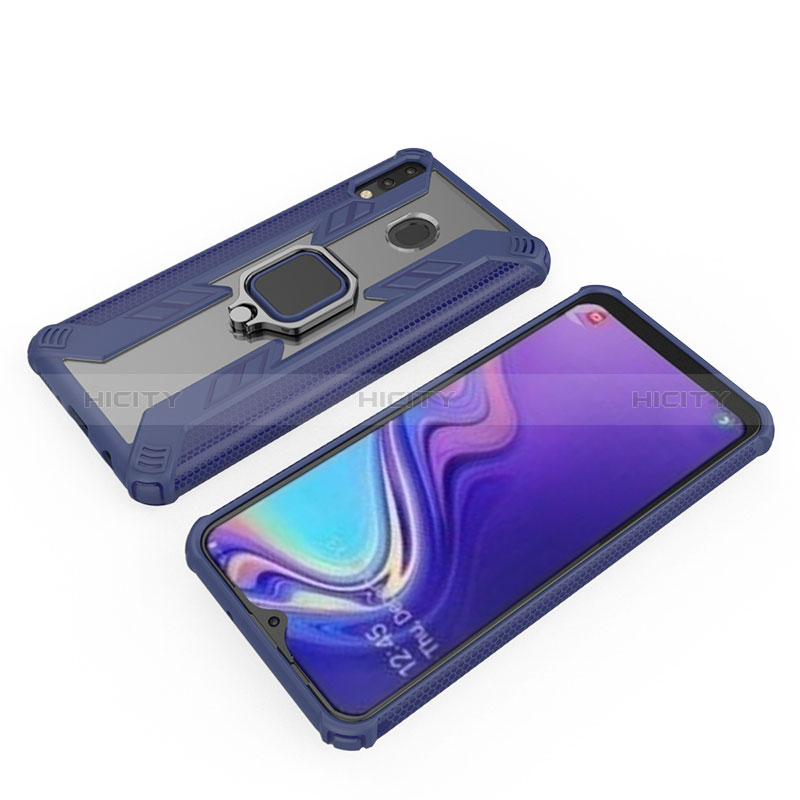 Funda Bumper Silicona y Plastico Mate Carcasa con Magnetico Anillo de dedo Soporte S03 para Samsung Galaxy M20