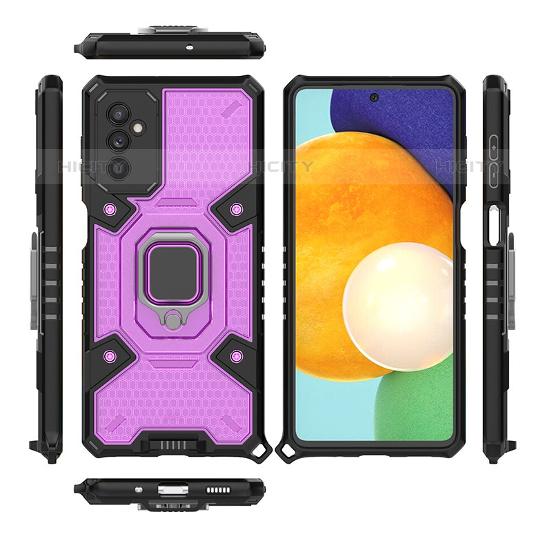 Funda Bumper Silicona y Plastico Mate Carcasa con Magnetico Anillo de dedo Soporte S03 para Samsung Galaxy M52 5G