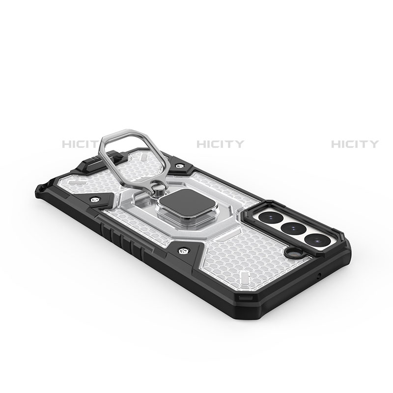 Funda Bumper Silicona y Plastico Mate Carcasa con Magnetico Anillo de dedo Soporte S03 para Samsung Galaxy S21 Plus 5G