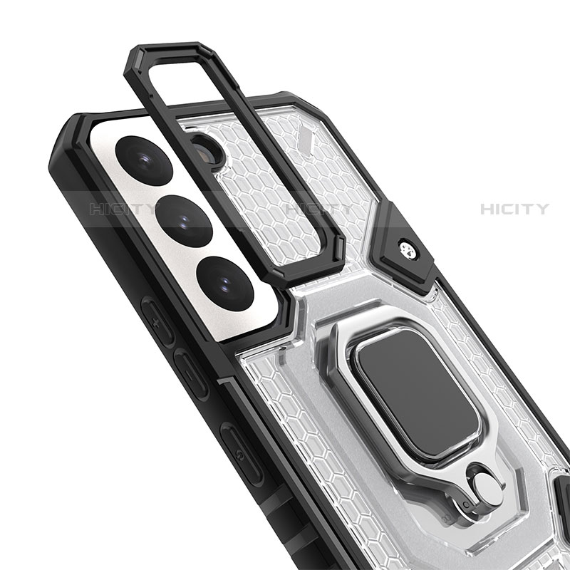 Funda Bumper Silicona y Plastico Mate Carcasa con Magnetico Anillo de dedo Soporte S03 para Samsung Galaxy S22 5G