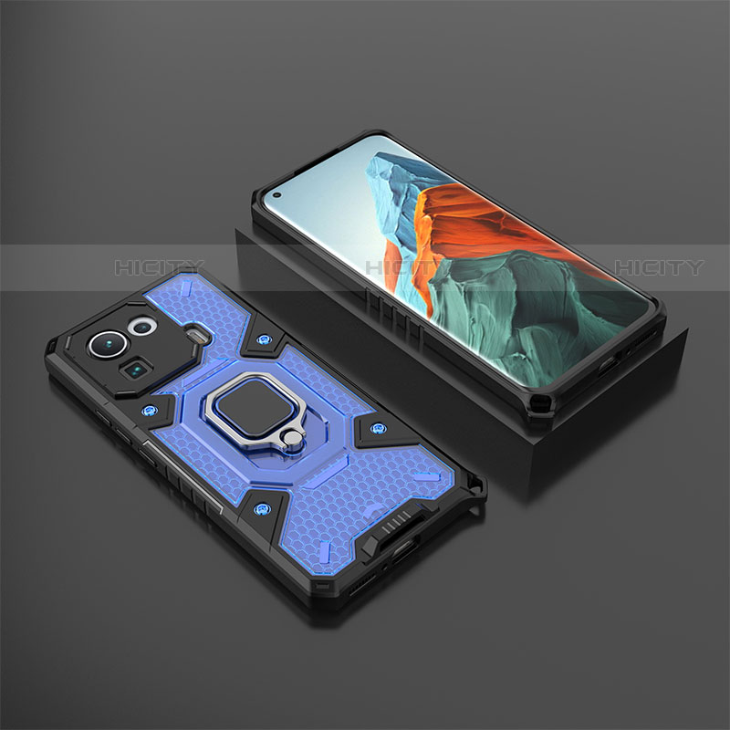 Funda Bumper Silicona y Plastico Mate Carcasa con Magnetico Anillo de dedo Soporte S03 para Xiaomi Mi 11 Pro 5G