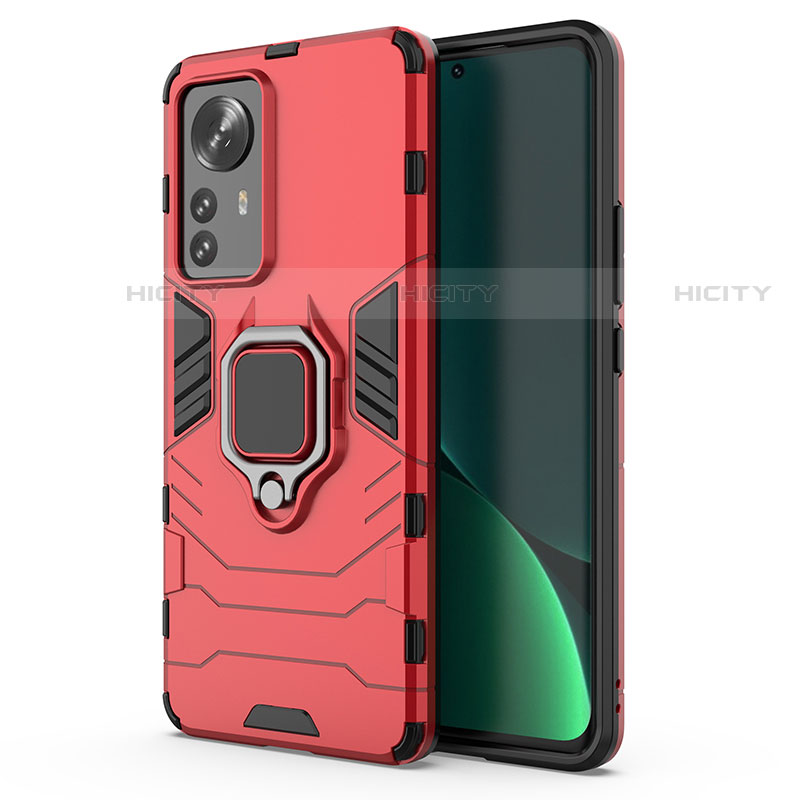 Funda Bumper Silicona y Plastico Mate Carcasa con Magnetico Anillo de dedo Soporte S03 para Xiaomi Mi 12 Pro 5G