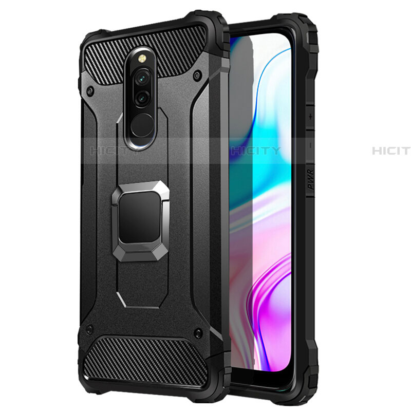 Funda Bumper Silicona y Plastico Mate Carcasa con Magnetico Anillo de dedo Soporte S03 para Xiaomi Redmi 8