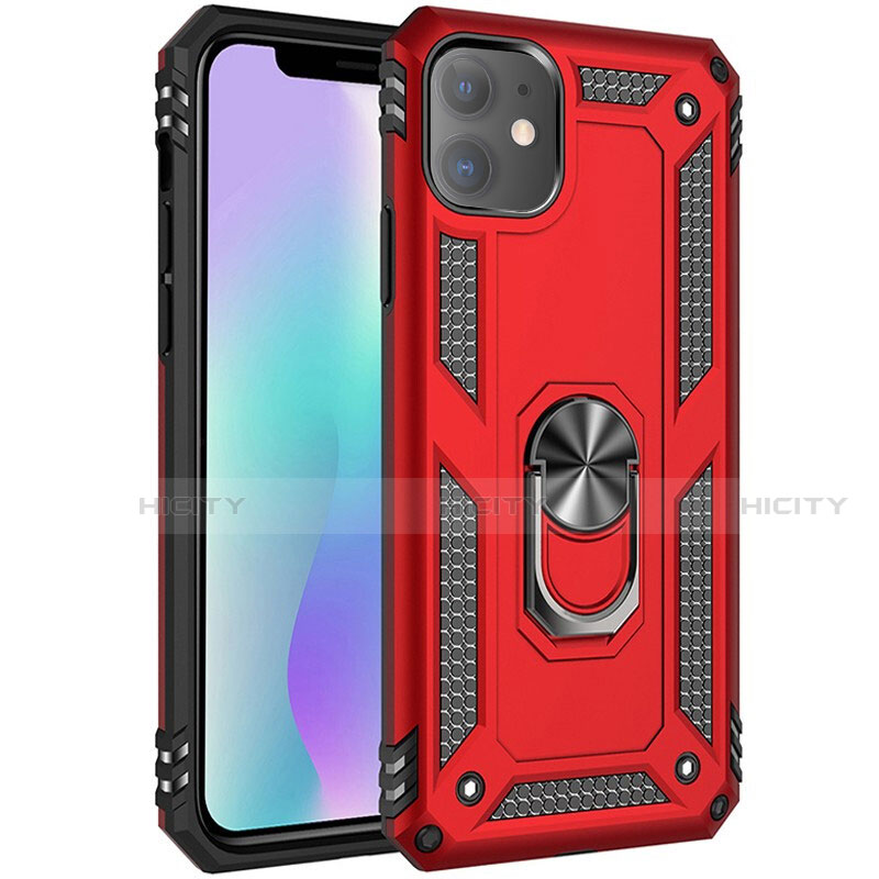 Funda Bumper Silicona y Plastico Mate Carcasa con Magnetico Anillo de dedo Soporte S04 para Apple iPhone 11