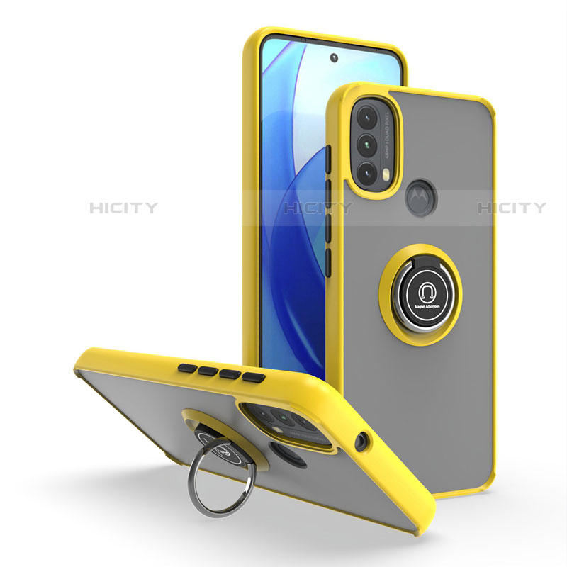 Funda Bumper Silicona y Plastico Mate Carcasa con Magnetico Anillo de dedo Soporte S04 para Motorola Moto E20