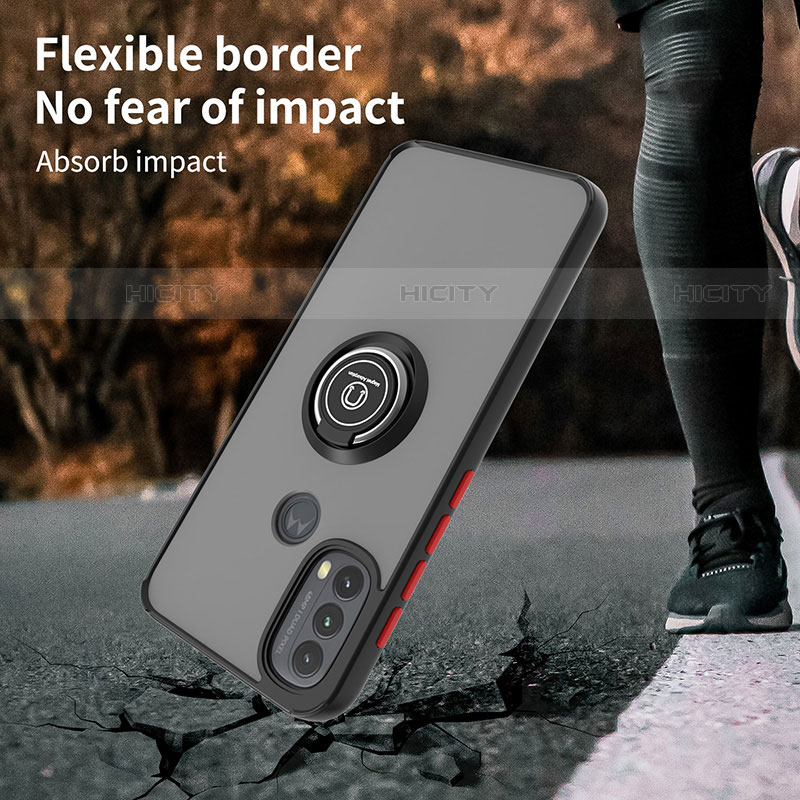 Funda Bumper Silicona y Plastico Mate Carcasa con Magnetico Anillo de dedo Soporte S04 para Motorola Moto E40
