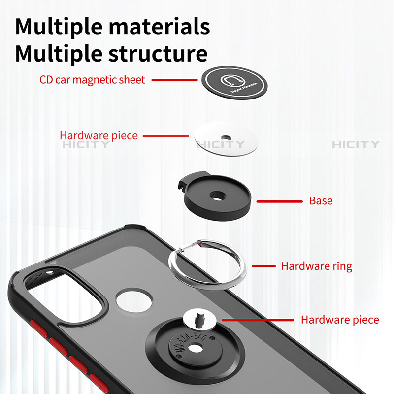 Funda Bumper Silicona y Plastico Mate Carcasa con Magnetico Anillo de dedo Soporte S04 para Motorola Moto E40