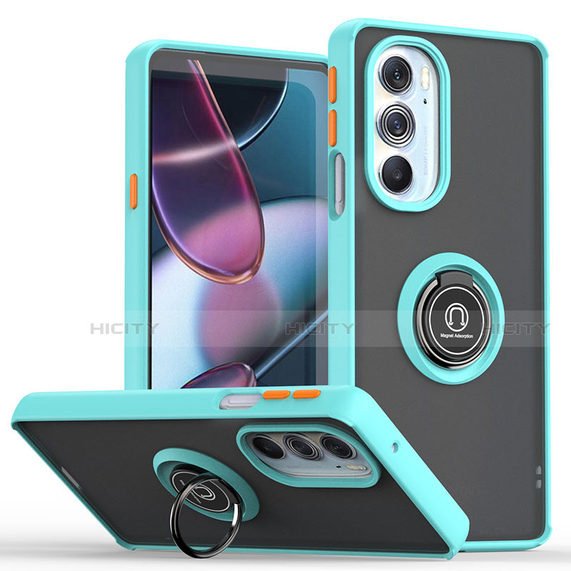 Funda Bumper Silicona y Plastico Mate Carcasa con Magnetico Anillo de dedo Soporte S04 para Motorola Moto Edge 30 Pro 5G