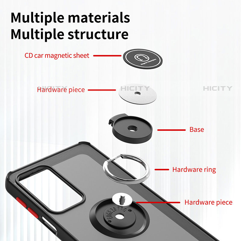 Funda Bumper Silicona y Plastico Mate Carcasa con Magnetico Anillo de dedo Soporte S04 para Motorola Moto Edge S Pro 5G