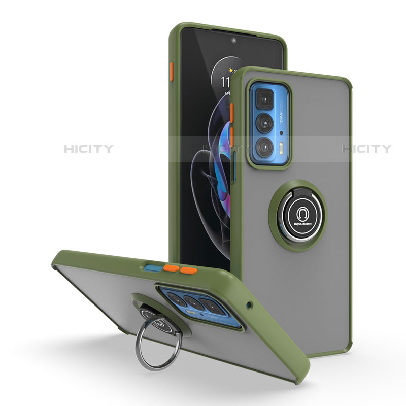 Funda Bumper Silicona y Plastico Mate Carcasa con Magnetico Anillo de dedo Soporte S04 para Motorola Moto Edge S Pro 5G