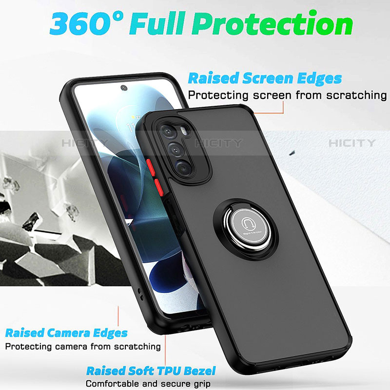 Funda Bumper Silicona y Plastico Mate Carcasa con Magnetico Anillo de dedo Soporte S04 para Motorola Moto G 5G (2022)