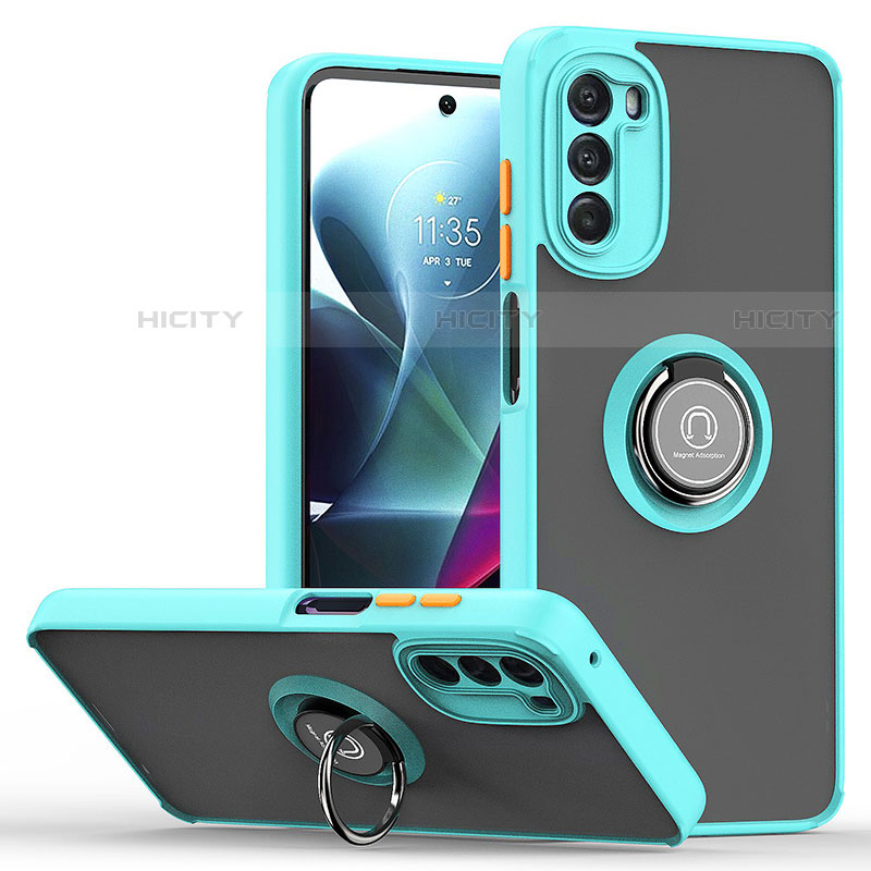 Funda Bumper Silicona y Plastico Mate Carcasa con Magnetico Anillo de dedo Soporte S04 para Motorola Moto G 5G (2022)