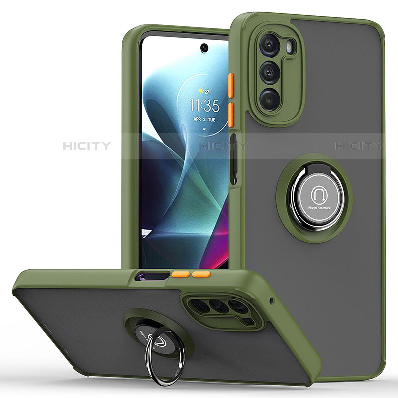 Funda Bumper Silicona y Plastico Mate Carcasa con Magnetico Anillo de dedo Soporte S04 para Motorola Moto G 5G (2022)