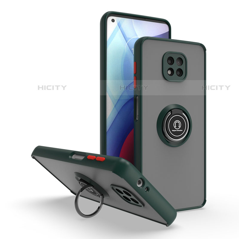 Funda Bumper Silicona y Plastico Mate Carcasa con Magnetico Anillo de dedo Soporte S04 para Motorola Moto G Power (2021)