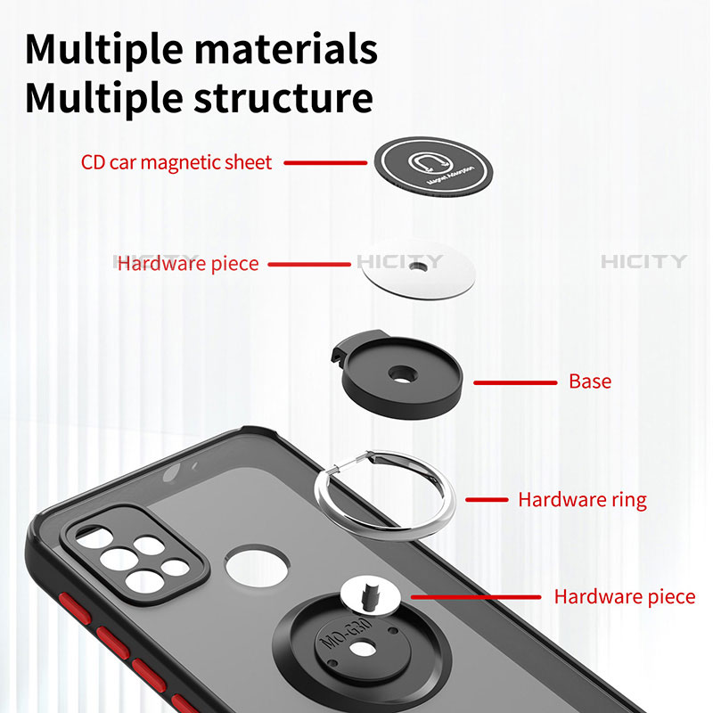 Funda Bumper Silicona y Plastico Mate Carcasa con Magnetico Anillo de dedo Soporte S04 para Motorola Moto G10