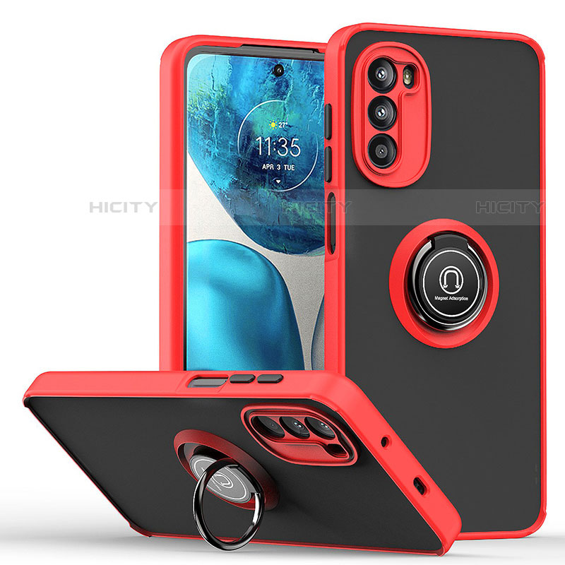 Funda Bumper Silicona y Plastico Mate Carcasa con Magnetico Anillo de dedo Soporte S04 para Motorola MOTO G52