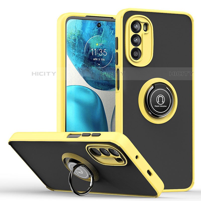 Funda Bumper Silicona y Plastico Mate Carcasa con Magnetico Anillo de dedo Soporte S04 para Motorola MOTO G52