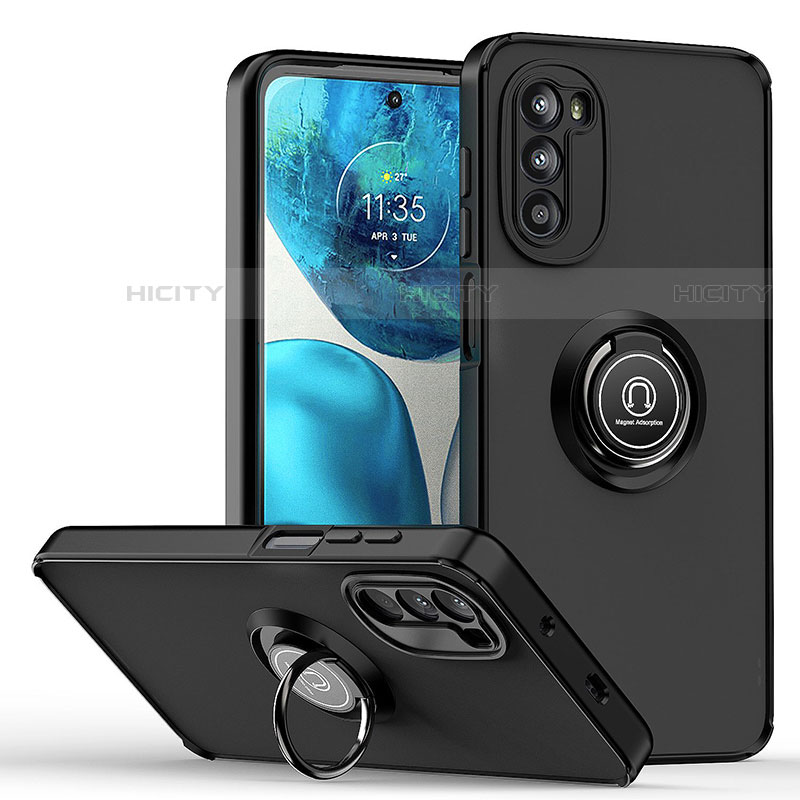 Funda Bumper Silicona y Plastico Mate Carcasa con Magnetico Anillo de dedo Soporte S04 para Motorola Moto G71s 5G