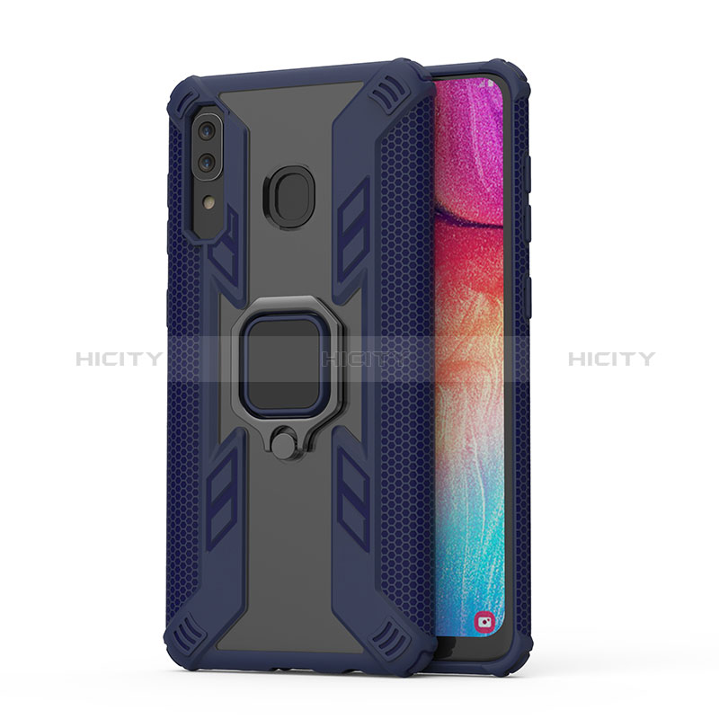 Funda Bumper Silicona y Plastico Mate Carcasa con Magnetico Anillo de dedo Soporte S04 para Samsung Galaxy A20