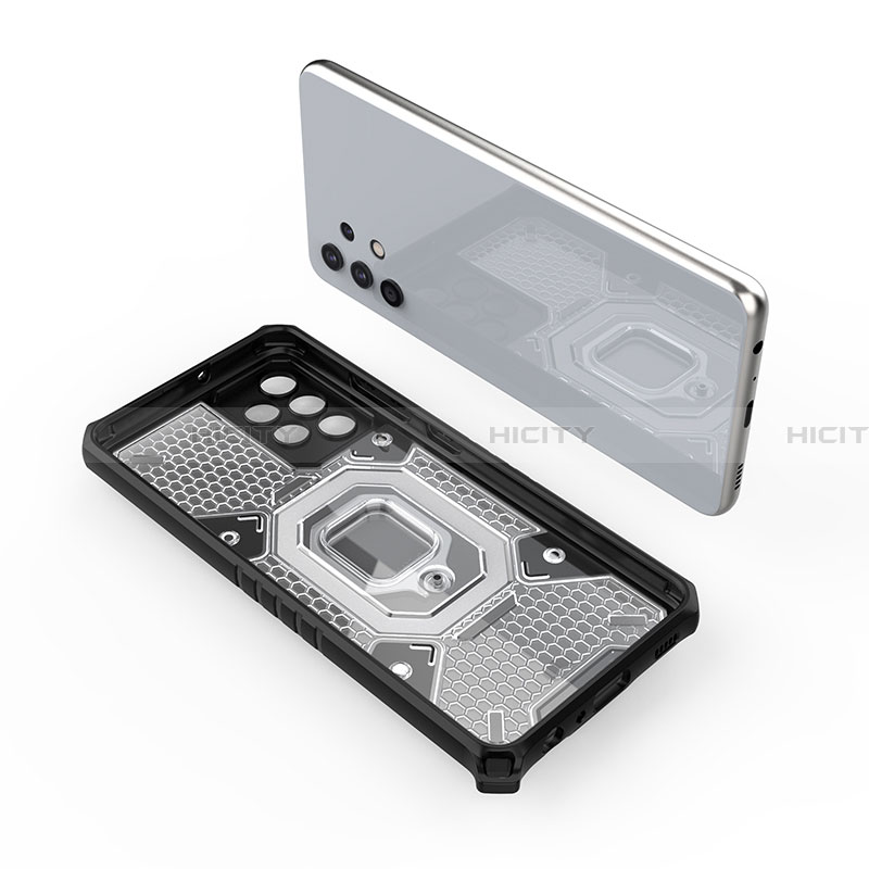 Funda Bumper Silicona y Plastico Mate Carcasa con Magnetico Anillo de dedo Soporte S04 para Samsung Galaxy A32 5G