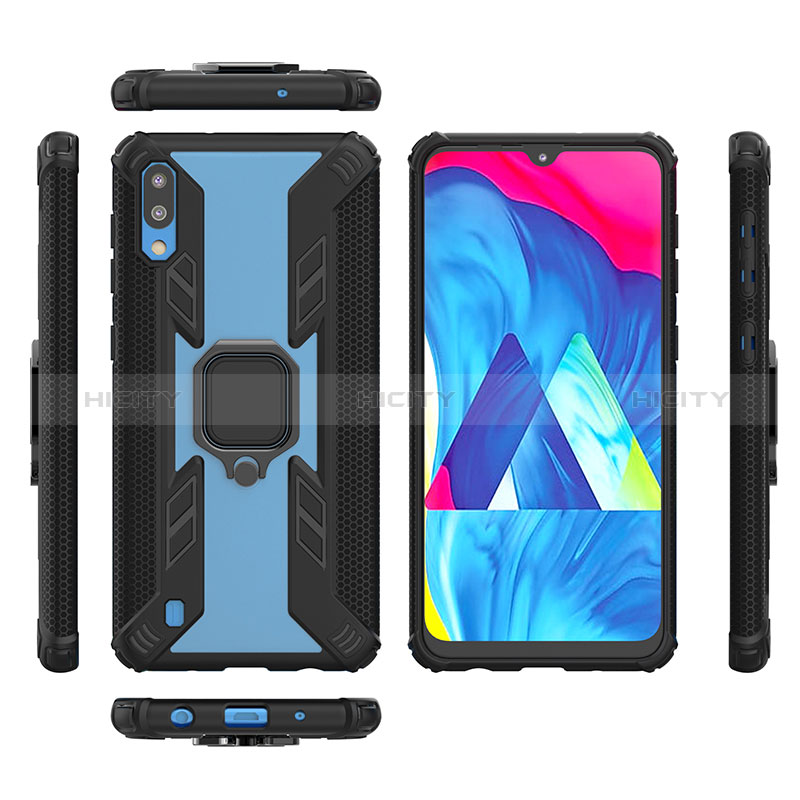 Funda Bumper Silicona y Plastico Mate Carcasa con Magnetico Anillo de dedo Soporte S04 para Samsung Galaxy M10