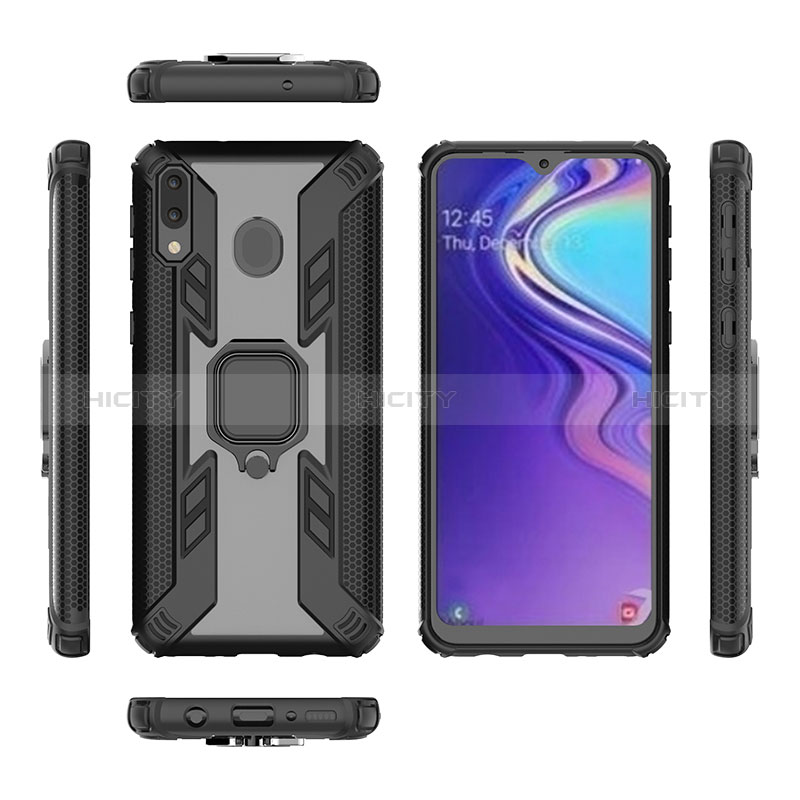 Funda Bumper Silicona y Plastico Mate Carcasa con Magnetico Anillo de dedo Soporte S04 para Samsung Galaxy M20