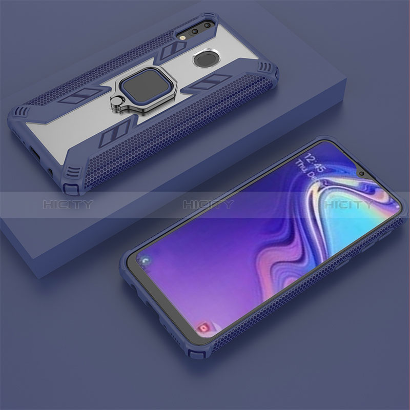 Funda Bumper Silicona y Plastico Mate Carcasa con Magnetico Anillo de dedo Soporte S04 para Samsung Galaxy M20