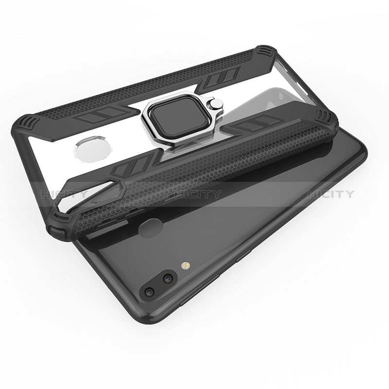 Funda Bumper Silicona y Plastico Mate Carcasa con Magnetico Anillo de dedo Soporte S04 para Samsung Galaxy M20