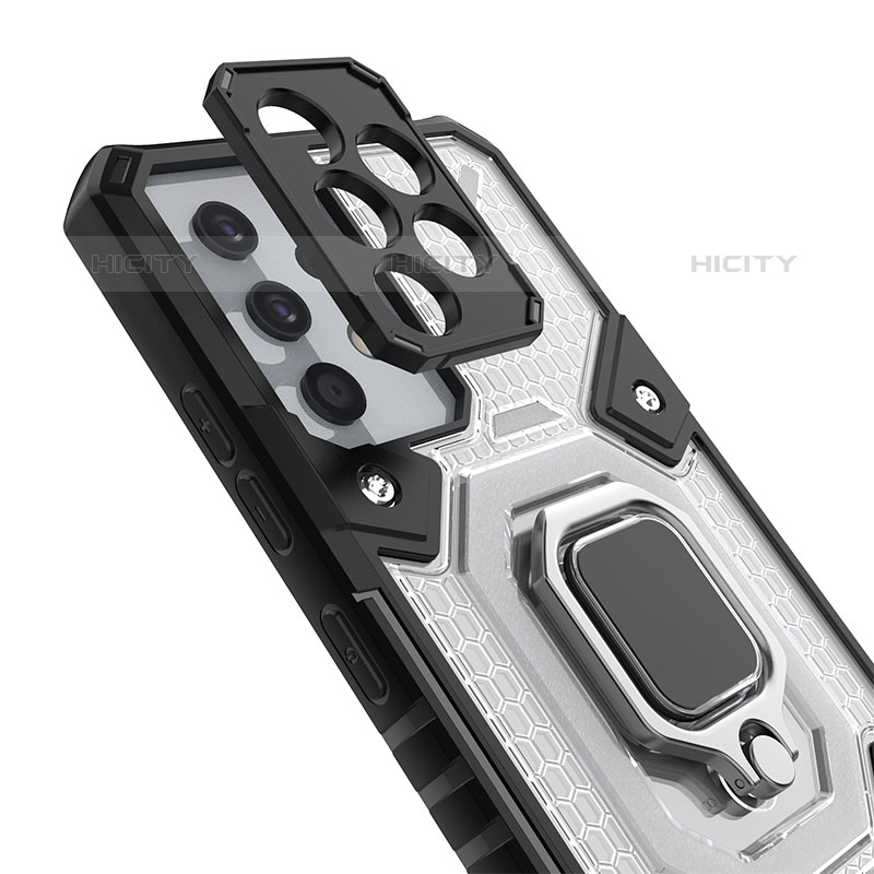 Funda Bumper Silicona y Plastico Mate Carcasa con Magnetico Anillo de dedo Soporte S04 para Samsung Galaxy M32 5G