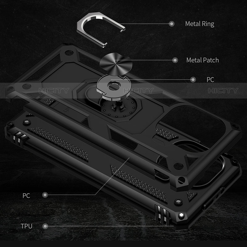 Funda Bumper Silicona y Plastico Mate Carcasa con Magnetico Anillo de dedo Soporte S04 para Xiaomi Mi 11 Pro 5G