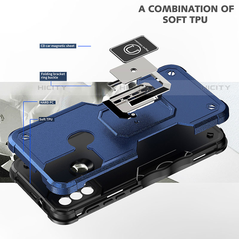 Funda Bumper Silicona y Plastico Mate Carcasa con Magnetico Anillo de dedo Soporte S05 para Motorola Moto E40