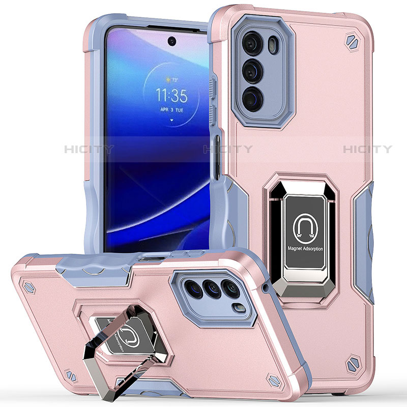 Funda Bumper Silicona y Plastico Mate Carcasa con Magnetico Anillo de dedo Soporte S05 para Motorola Moto G 5G (2022)