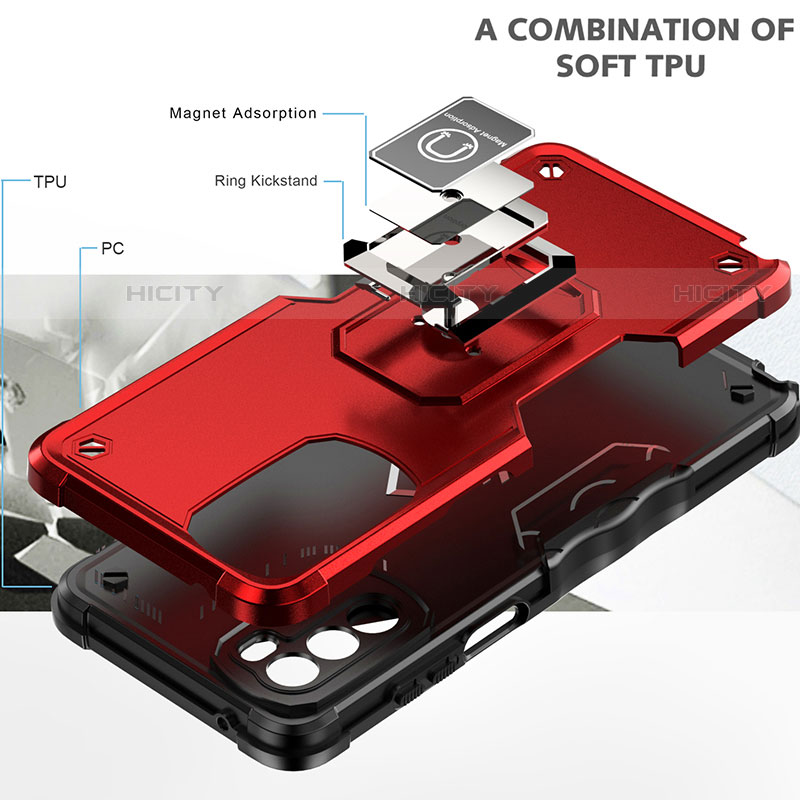 Funda Bumper Silicona y Plastico Mate Carcasa con Magnetico Anillo de dedo Soporte S05 para Motorola Moto G Stylus (2022) 4G