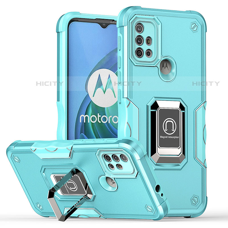 Funda Bumper Silicona y Plastico Mate Carcasa con Magnetico Anillo de dedo Soporte S05 para Motorola Moto G20