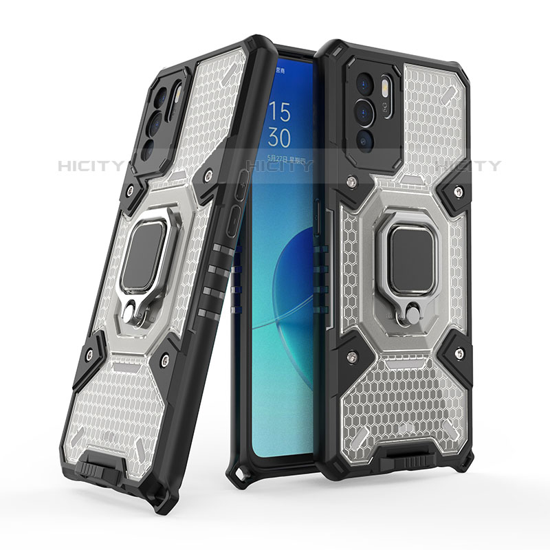 Funda Bumper Silicona y Plastico Mate Carcasa con Magnetico Anillo de dedo Soporte S05 para Oppo Reno6 Z 5G