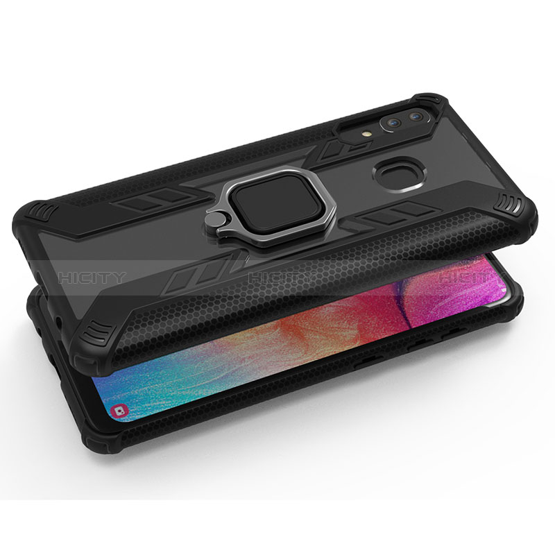 Funda Bumper Silicona y Plastico Mate Carcasa con Magnetico Anillo de dedo Soporte S05 para Samsung Galaxy M10S