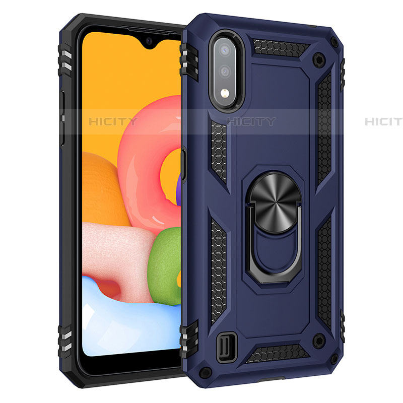 Funda Bumper Silicona y Plastico Mate Carcasa con Magnetico Anillo de dedo Soporte S06 para Samsung Galaxy A01 SM-A015