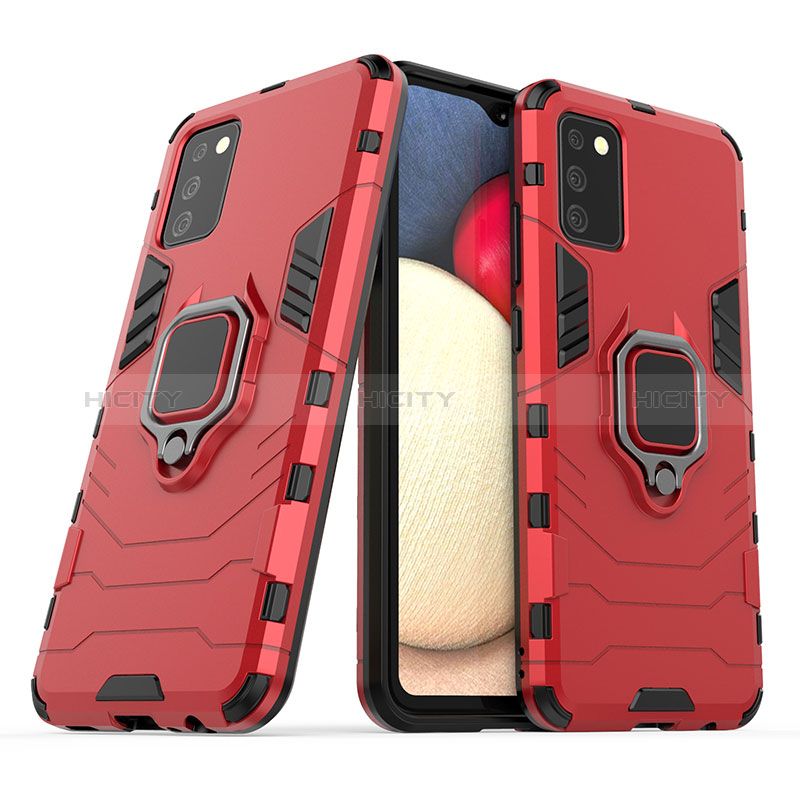 Funda Bumper Silicona y Plastico Mate Carcasa con Magnetico Anillo de dedo Soporte S06 para Samsung Galaxy A02s