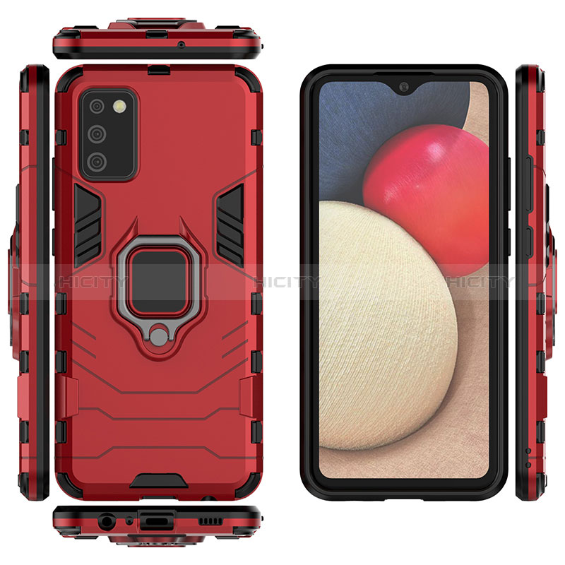 Funda Bumper Silicona y Plastico Mate Carcasa con Magnetico Anillo de dedo Soporte S06 para Samsung Galaxy A02s