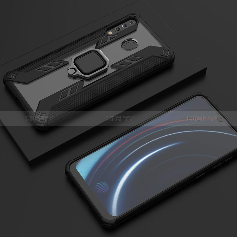 Funda Bumper Silicona y Plastico Mate Carcasa con Magnetico Anillo de dedo Soporte S06 para Samsung Galaxy A40s