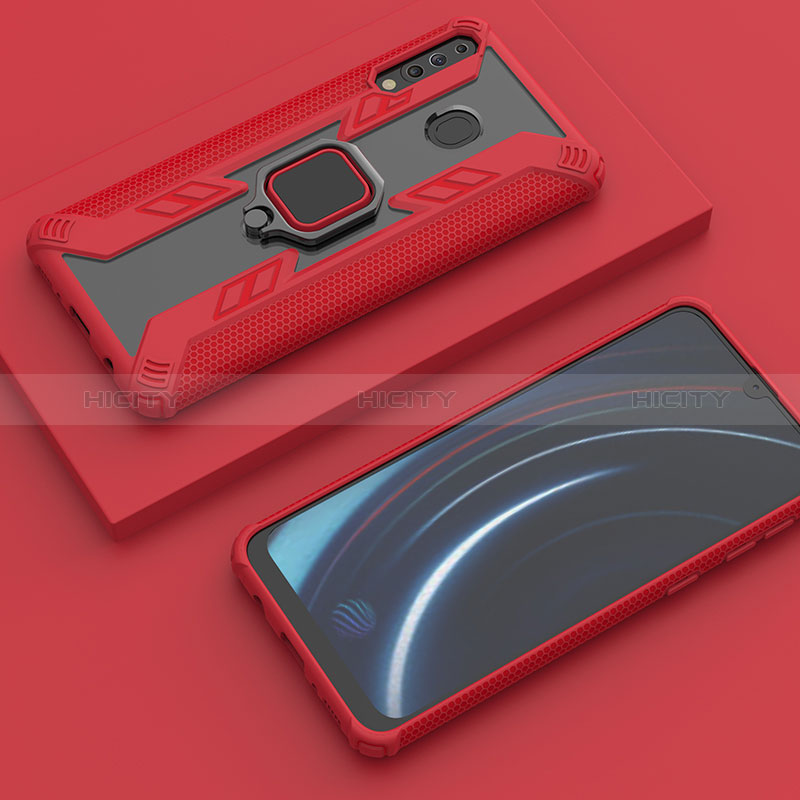 Funda Bumper Silicona y Plastico Mate Carcasa con Magnetico Anillo de dedo Soporte S06 para Samsung Galaxy M30