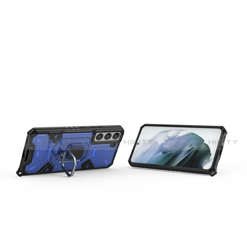 Funda Bumper Silicona y Plastico Mate Carcasa con Magnetico Anillo de dedo Soporte S06 para Samsung Galaxy S21 5G