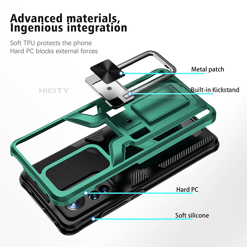 Funda Bumper Silicona y Plastico Mate Carcasa con Magnetico Anillo de dedo Soporte S06 para Xiaomi Mi 12 Pro 5G